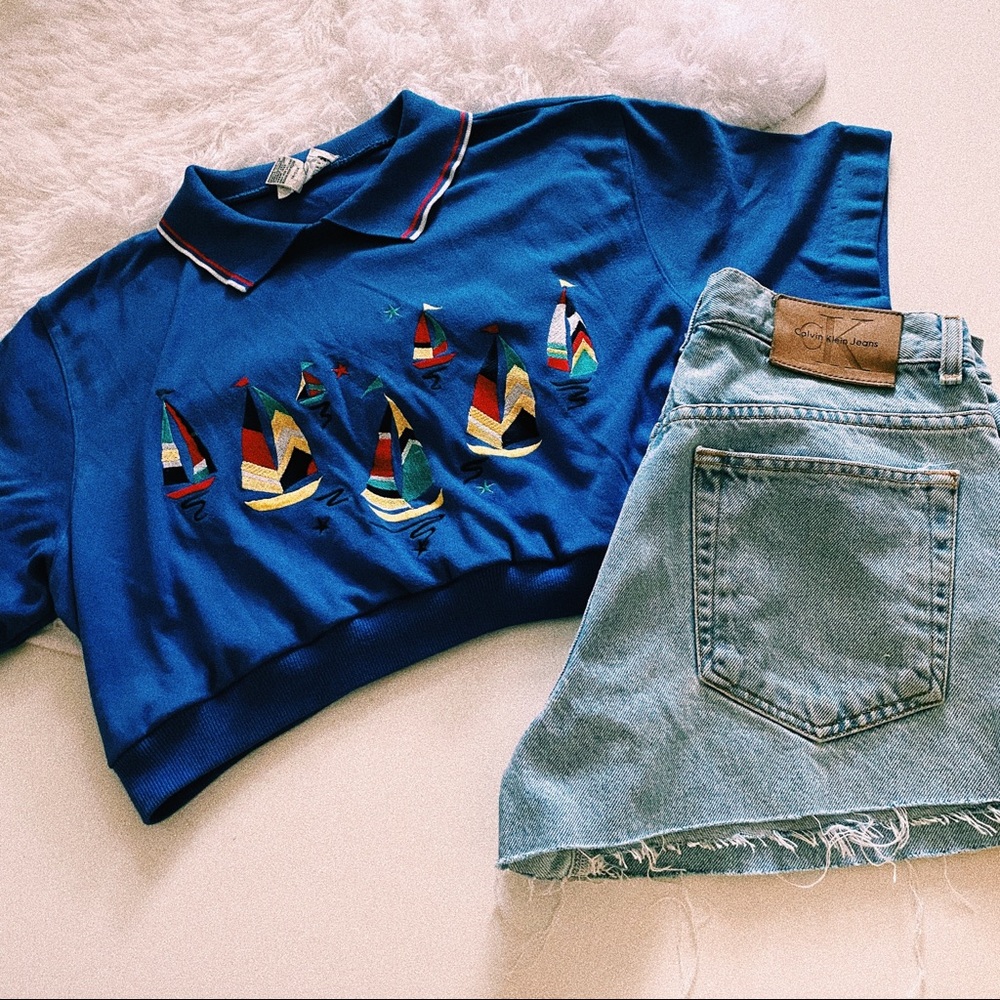 Vintage 80s Style Peter Pan Collar Collared Top